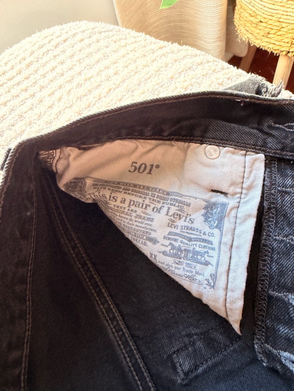 Levi's Black Distressed High-Rise Denim Shorts - Picture 3 of 3